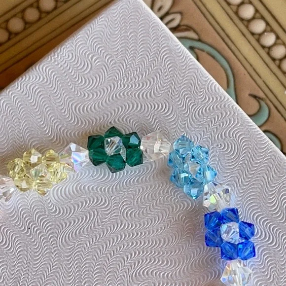 Handmade Swarovski Crystal flower rainbow pride bracelet - Picture 6 of 14